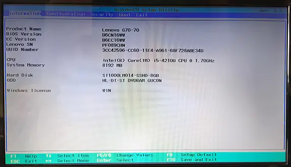 Bios starten