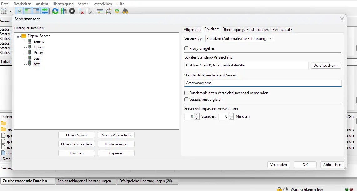 FileZilla Erweitert