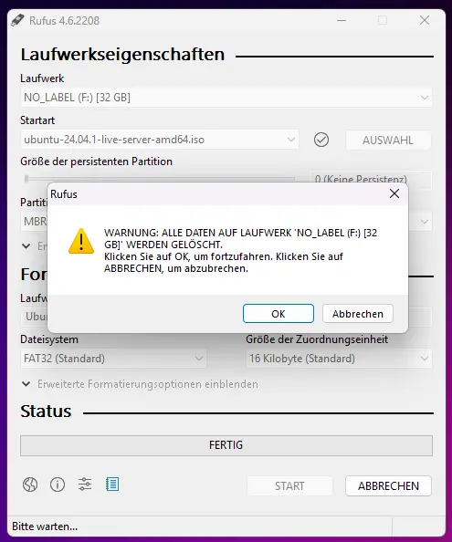 Rufus Daten löschen